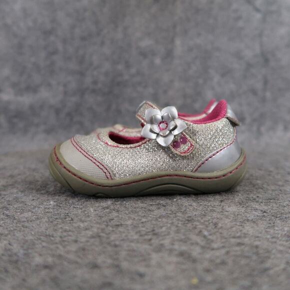 Stride Rite Surprize Shoe Baby 3 Mary Jane Pauline Glitter Adjustable Strap Grey - Picture 5 of 13